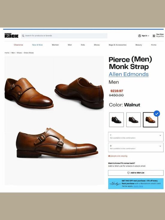* NIB * $450 Allen Edmonds PIERCE Monkstrap 7 D Walnut * add $15 new Trees main image 10